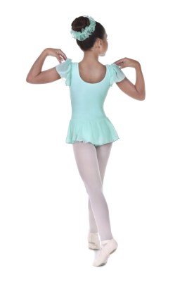 Girls flutter sleeved leotard with skirt